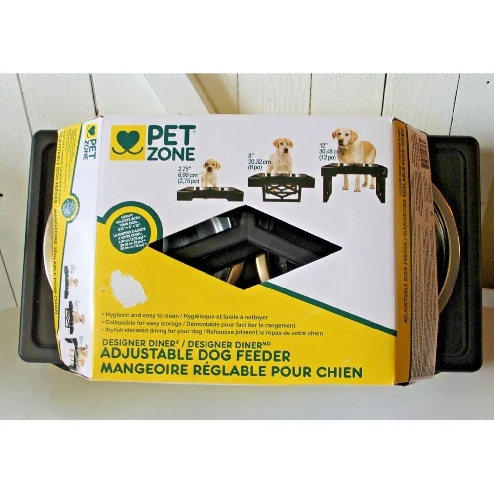Double Bowl Dog Cat Feeder Elevated Raised Stand Feeding Food Water Pet Dishes